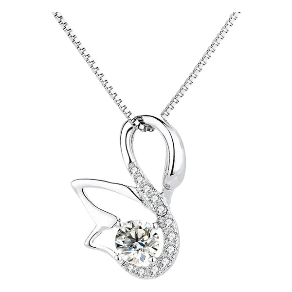 Colier cu Pandantiv Lebada din Argint 925 Sterling & Zirconiu Cubic - Lant…