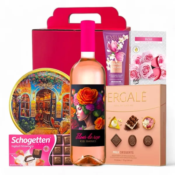 Set Cadou Premium pentru Femei Rose Elegance – Vin Fleur de Rose