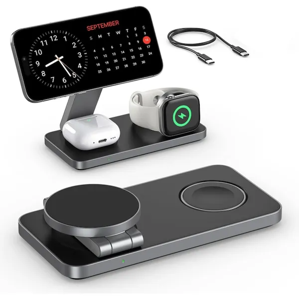 Incarcator Wireless 3 in 1 Portabil Magsafe Elindor