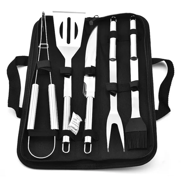 Set ustensile gratar 5 piese cu husa