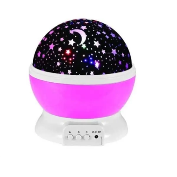 Lampa de veghe cu proiector rotativ cu stele si luna
