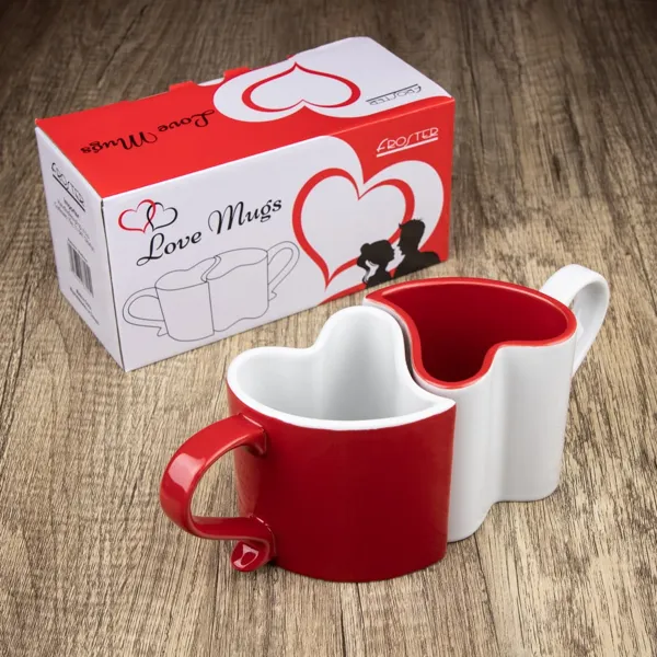 Set 2 x Cani Romantice Inimi pentru Cuplu