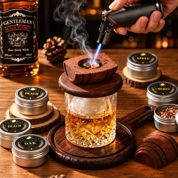 Set Cadou pentru Afumare Whisky cu 2 Pahare si 8 Arome