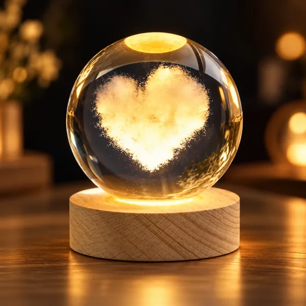 Lampa Glob de Cristal cu Inima cadou romantic