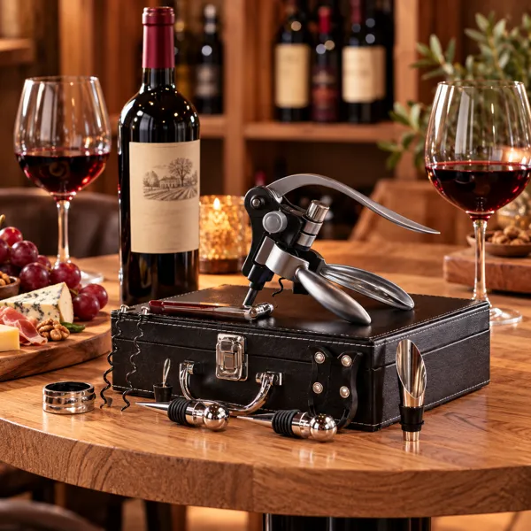 Valiza Deluxe cu accesorii de vin Premium set 9 piese