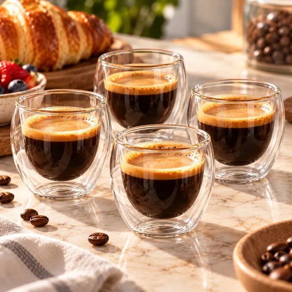 Set 4 Pahare Cafea cu Pereti Dubli 150 ml