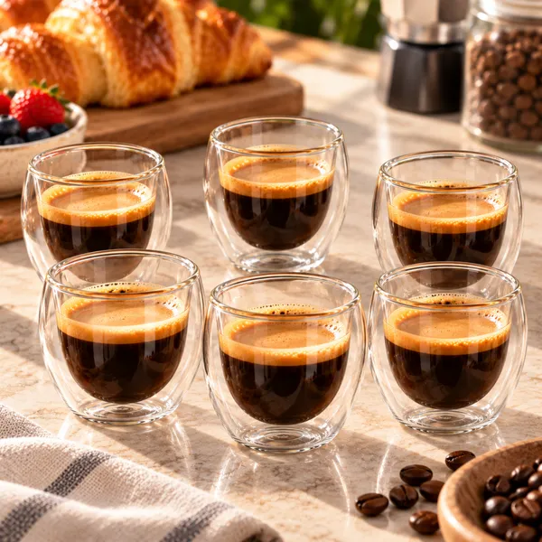Set 6 Pahare Cafea cu Pereti Dubli 150 ml