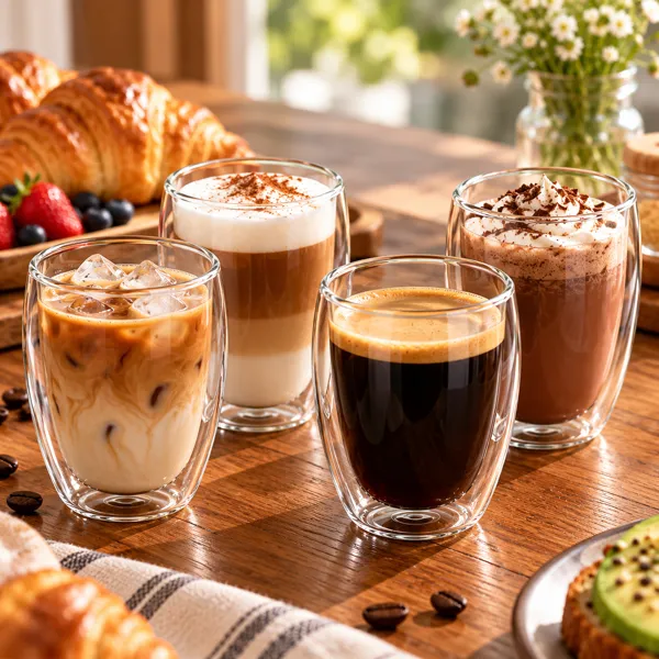 Set 4 Pahare Cafea cu Pereti Dubli 350 ml