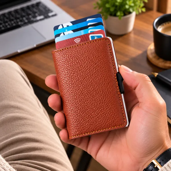 Portofel pentru Carduri Light Brown Slim