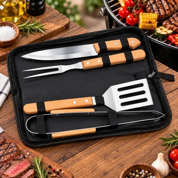 Set 4 ustensile gratar cu husa Oxford
